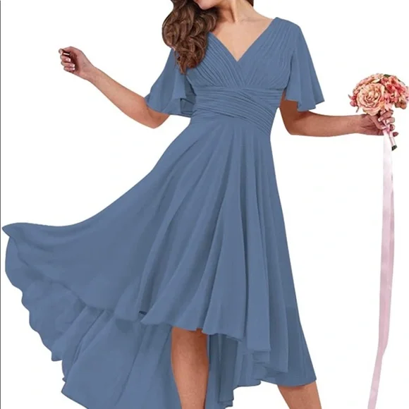 slim fit dress slacks Strapless High Low Pink Satin Prom Dresses with Pockets FD1558 – Viniodress main image 1